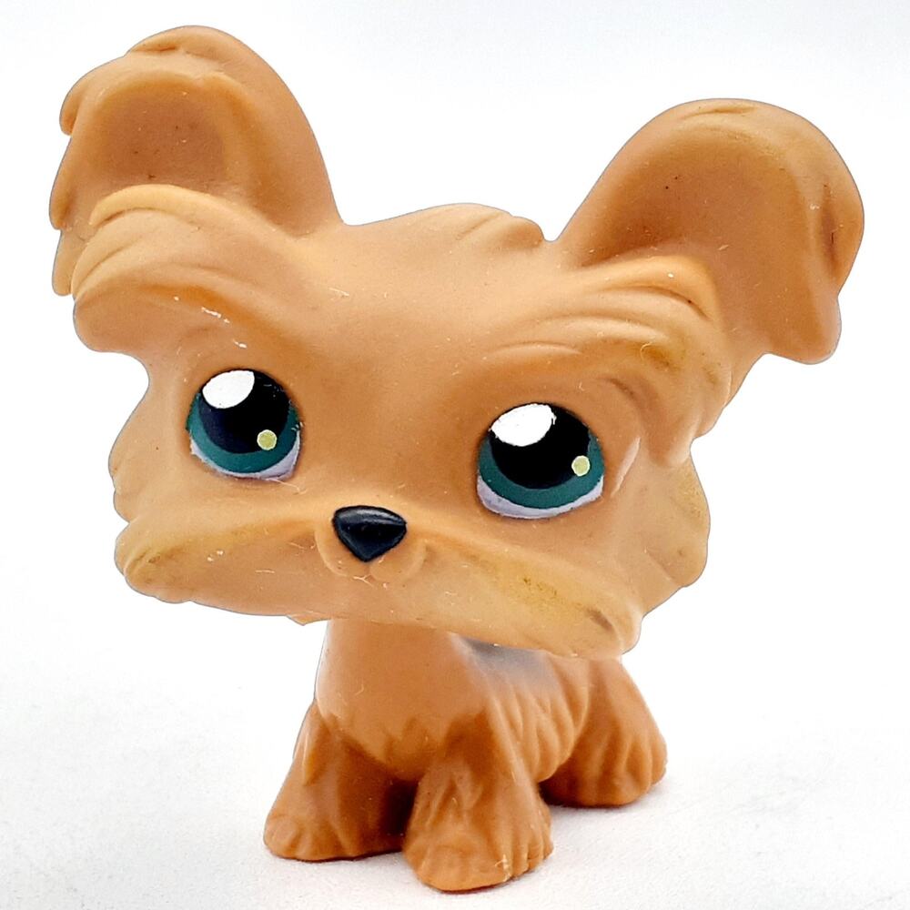 Littlest Pet Shop LPS Puppy Dog Figure Brown Teal Eyes Hasbro Toy 2004
